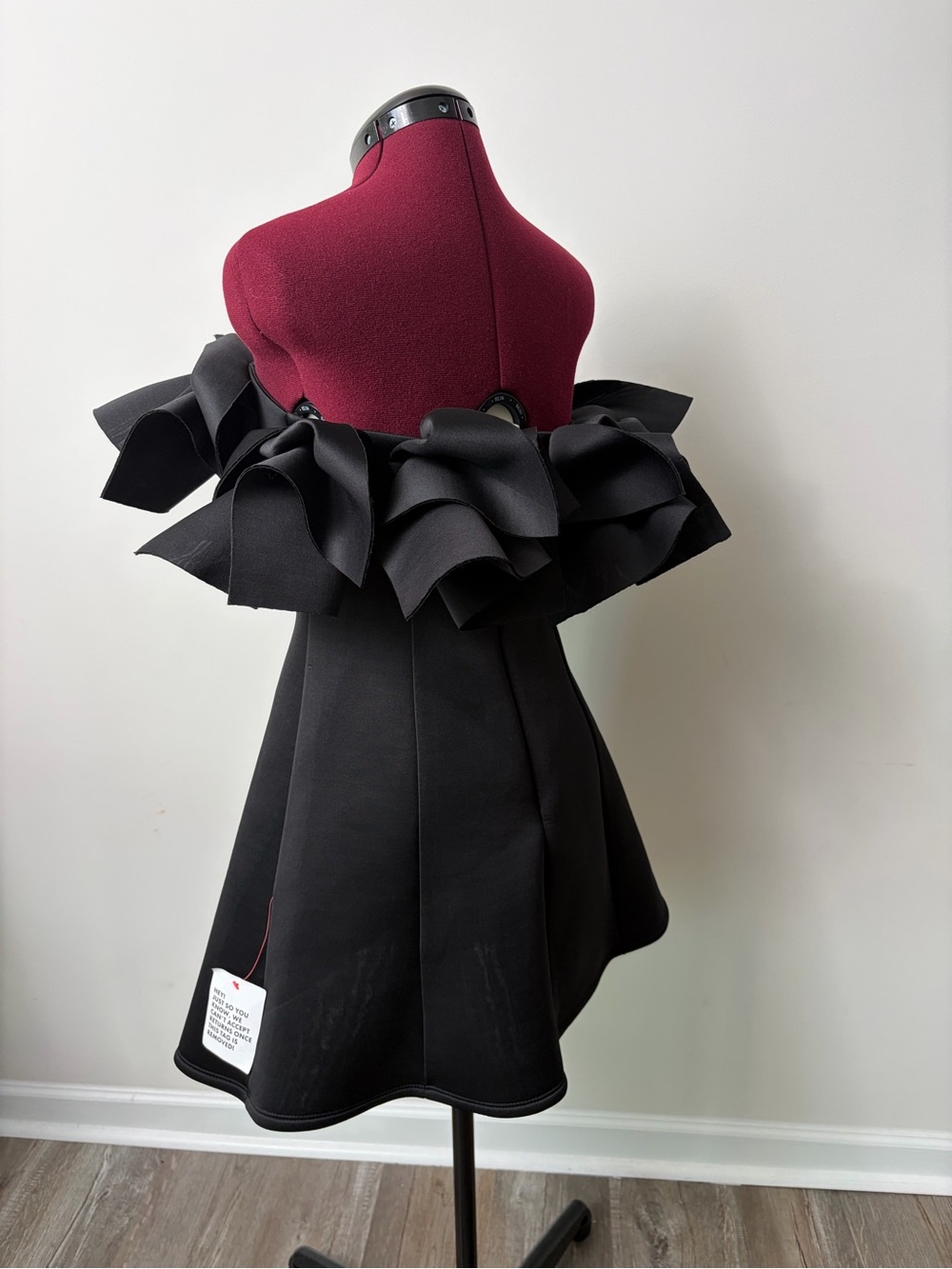 ASOS Black Off-Shoulder Ruffle Mini Dress - Picture 3 of 4